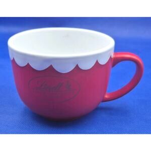 Lindt Red Ceramic Mug White Scalloped Rim 16oz Capacity